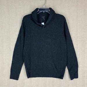 J. Crew Merino Wool Sweater Small Gray Shawl Collar Pullover Chunky Knit S